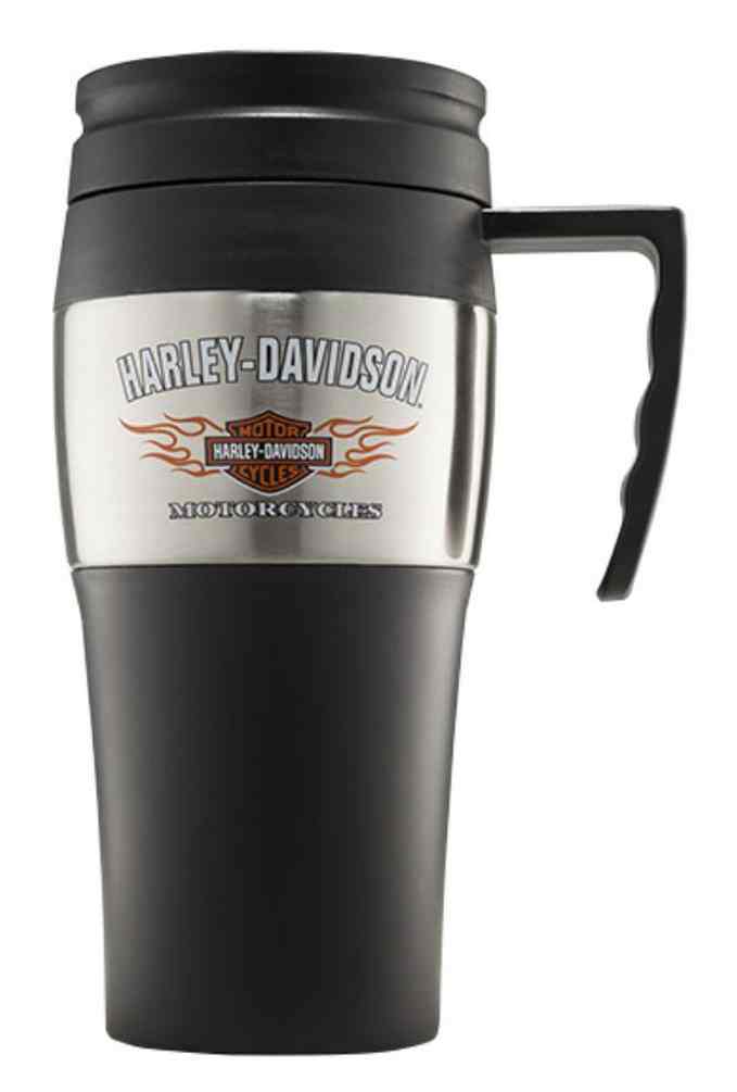 Harley-Davidson Bar & Shield Flames Stainless Steel Travel Mug, 14 oz.99221-16V - Wisconsin Harley-Davidson