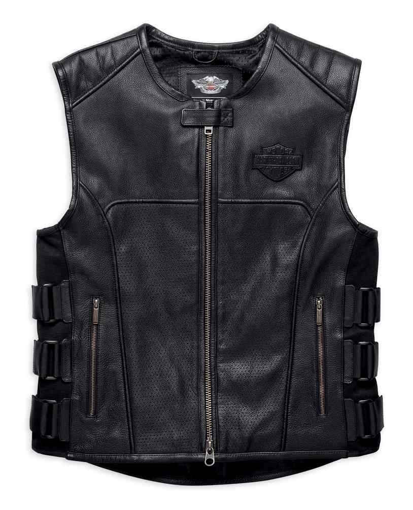 Mens leather harley davidson vest clearance