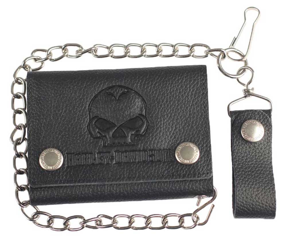 harley davidson trifold chain wallet