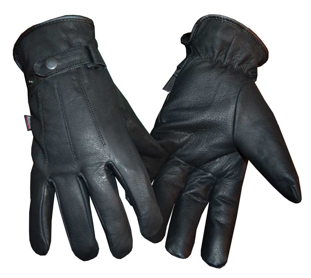 Redline Men's Soft Fleece Gator Lining Full-Finger Leather Gloves, Black G-052GS - Wisconsin Harley-Davidson