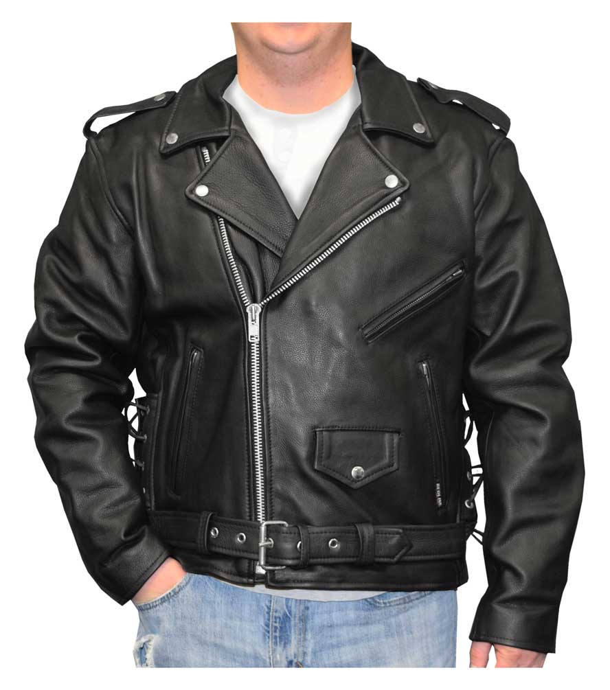 Redline Men's Classic Biker Style Side Lace Leather Motorcycle Jacket M-800 - Wisconsin Harley-Davidson