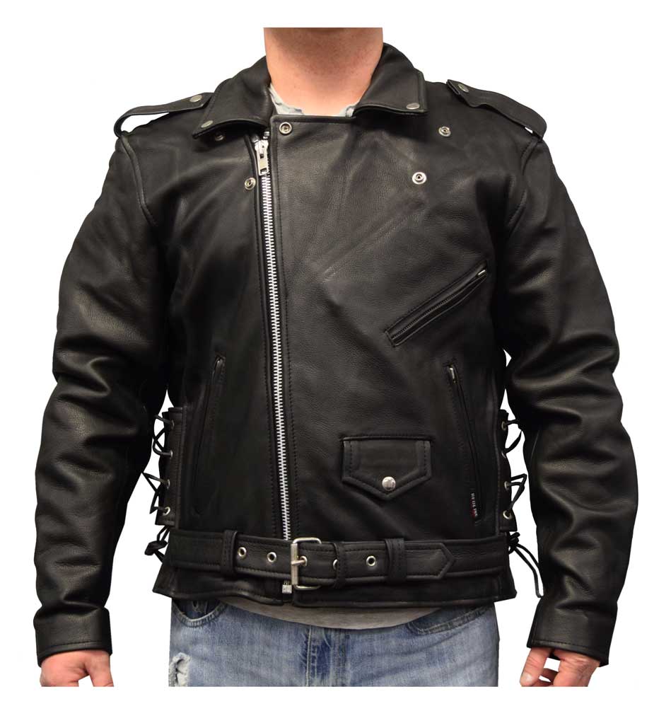 Harley-Davidson Free Shipping - Redline Men's Classic Biker Style Side Lace Leather Motorcycle Jacket M-800 - Free Shipping on many products plus Orders Over $99