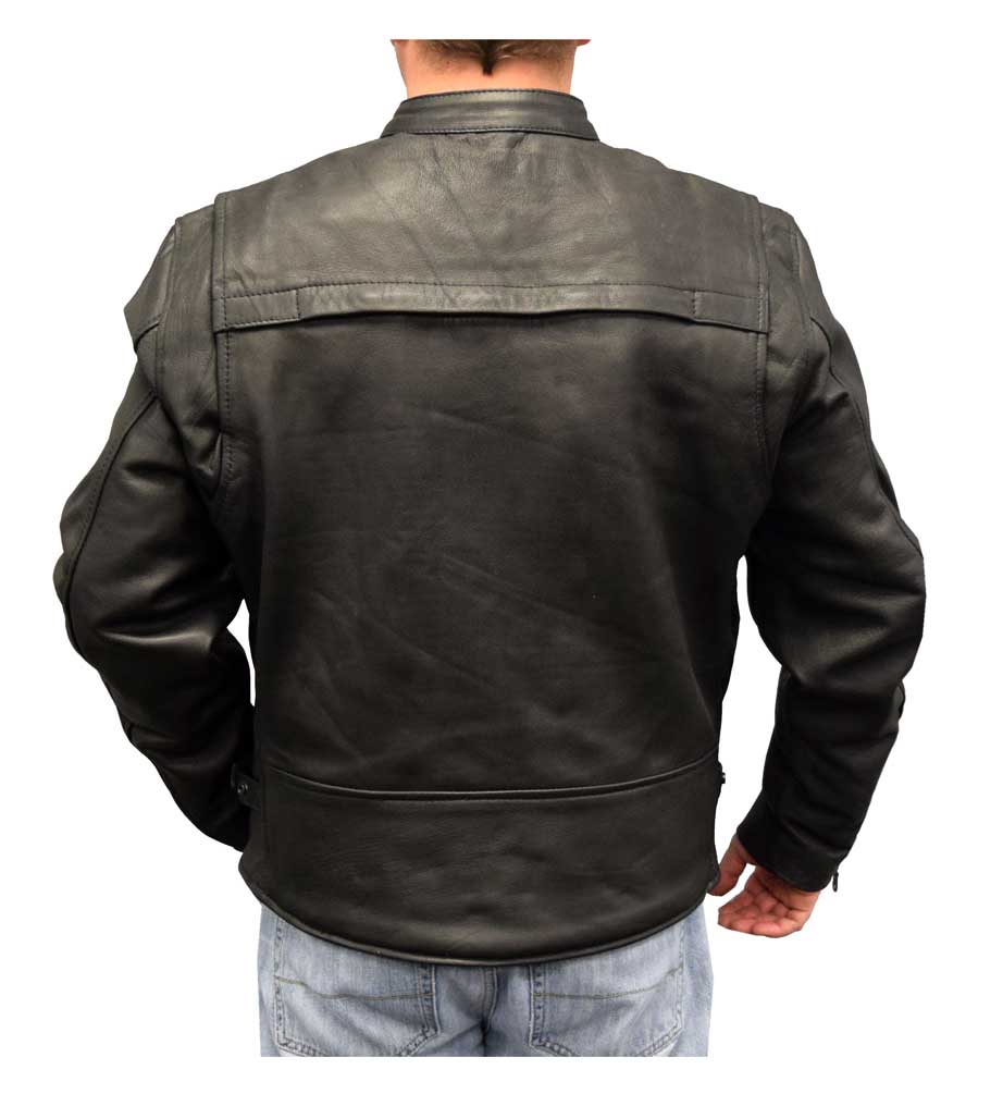 Redline Men's Light-Weight Leather Touring Motorcycle Jacket