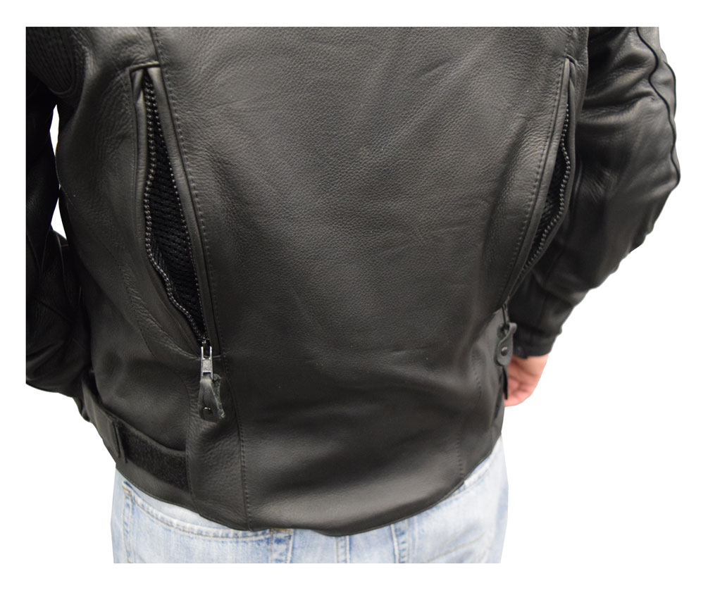 Redline Men's Cowhide Leather Reflective Piping Jacket, Black & White M-TOURING - Largest Selection of Harley-Davidson Products