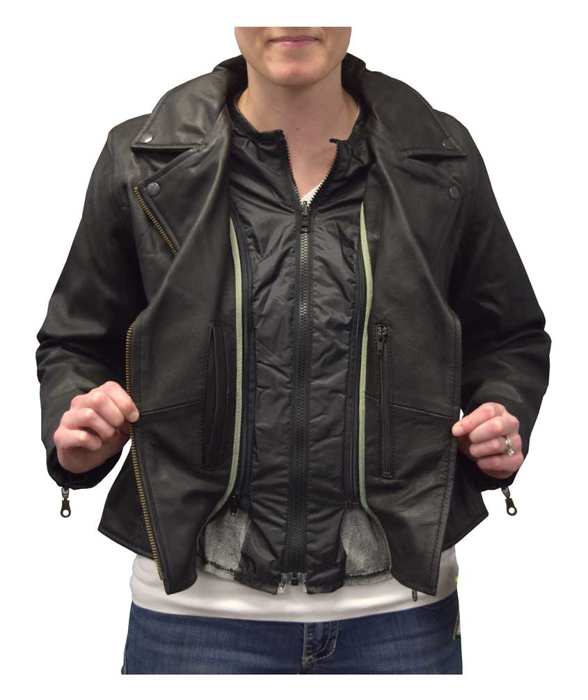 Redline Women's Mid-Weight Goat Leather Jacket w/ Gator Skin Liner