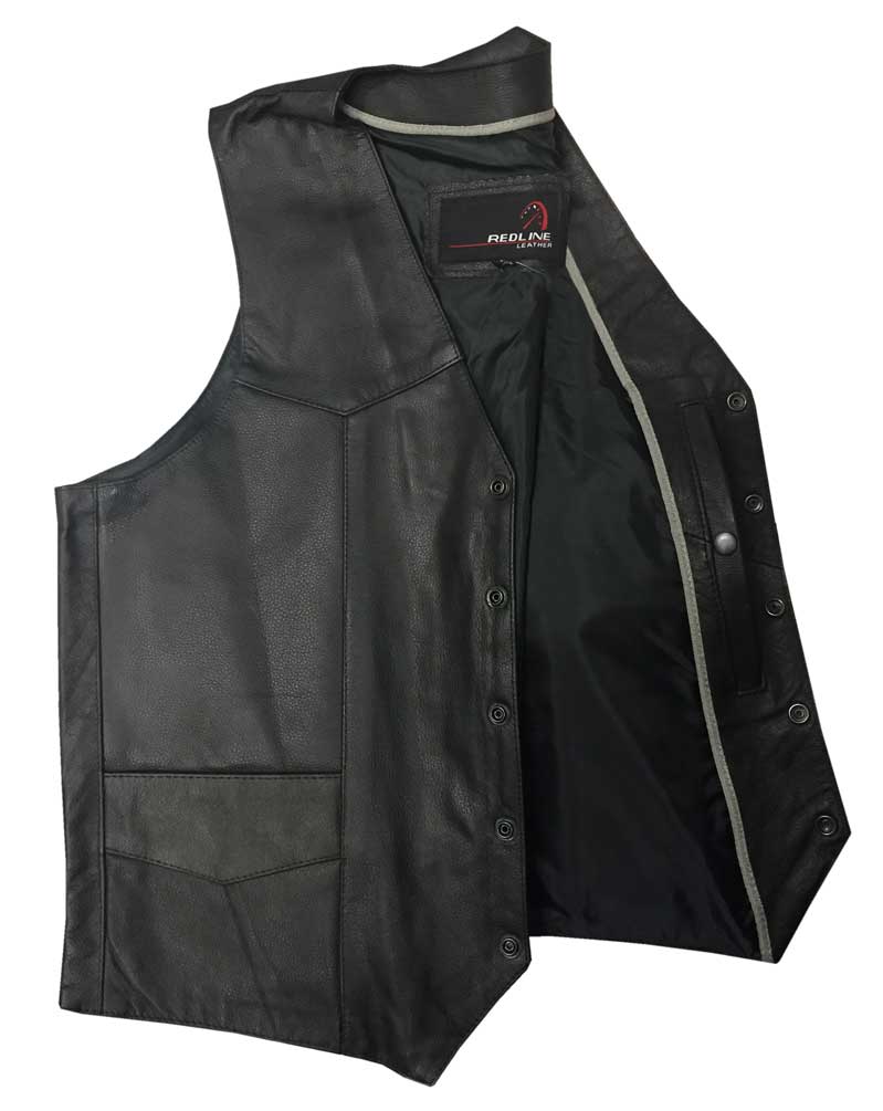 Redline Leather Men's Buffalo Leather Gun Pocket Motorcycle Riding Vest  M-2265WO