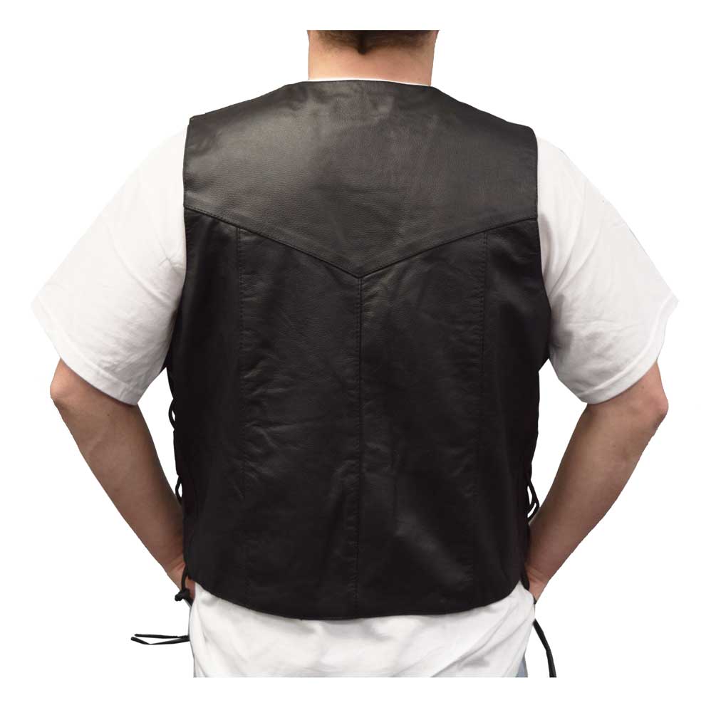 Redline Leather Men's Buffalo Milled Leather Motorcycle Vest