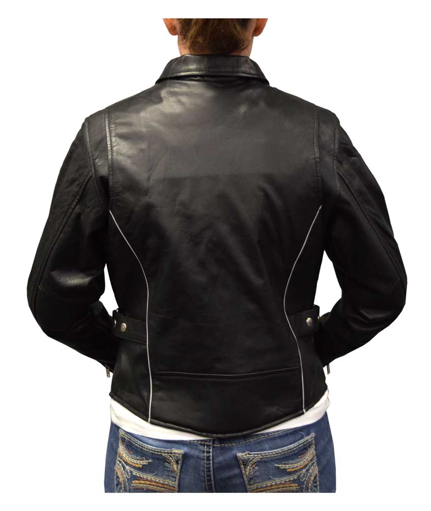 Harley-Davidson Free Shipping - Redline Women's Goat Skin Leather Reflective Piping Motorcycle Jacket L-3250HV - Free Shipping on many products plus Orders Over $99