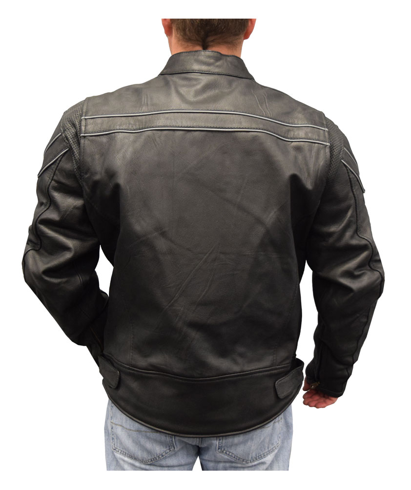 Harley-Davidson Free Shipping - Redline Men's Reflective Piping Zip Front Leather Motorcycle Jacket, Black M-88 - Free Shipping on many products plus Orders Over $99