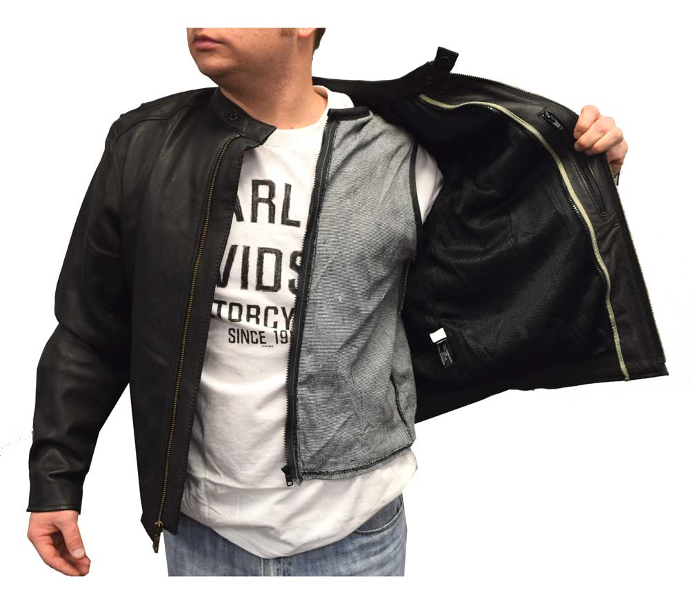 Redline Men's Leather Touring Motorcycle Jacket with Gator Liner, Black M-600GS - No Hassle Returns at Wisconsin Harley