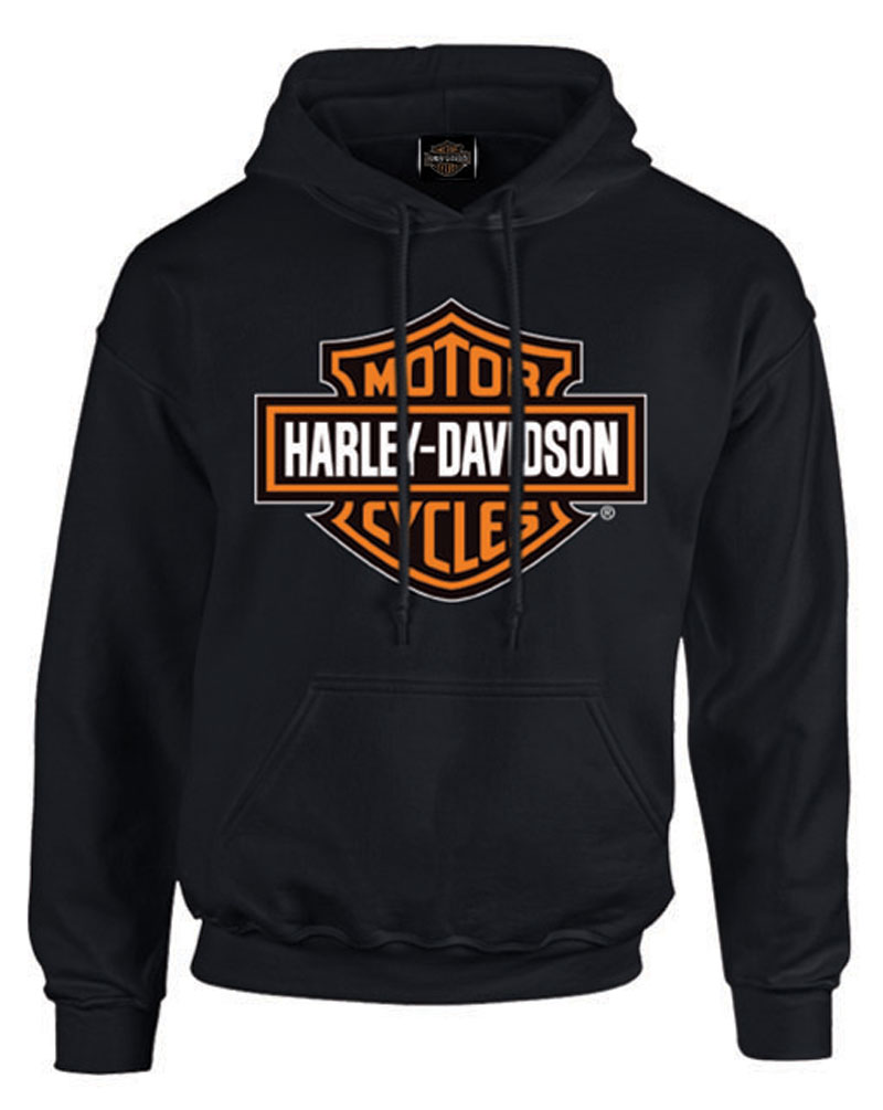 Harley-Davidson Men's Bar & Shield Pullover Fleece Hooded Sweatshirt, Black - Wisconsin Harley-Davidson