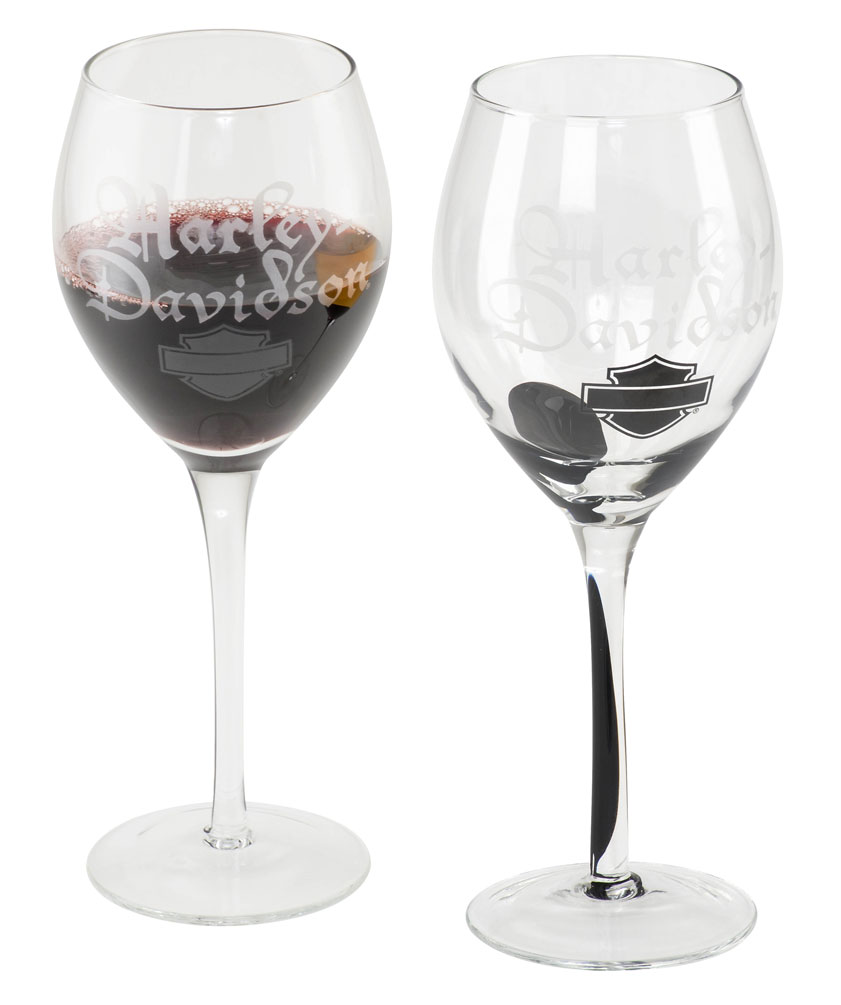 Harley-Davidson Free Shipping - Harley-Davidson Silhouette Bar & Shield Wine Glass Set, 12 oz. HDL-18767 - Free Shipping on many products plus Orders Over $99