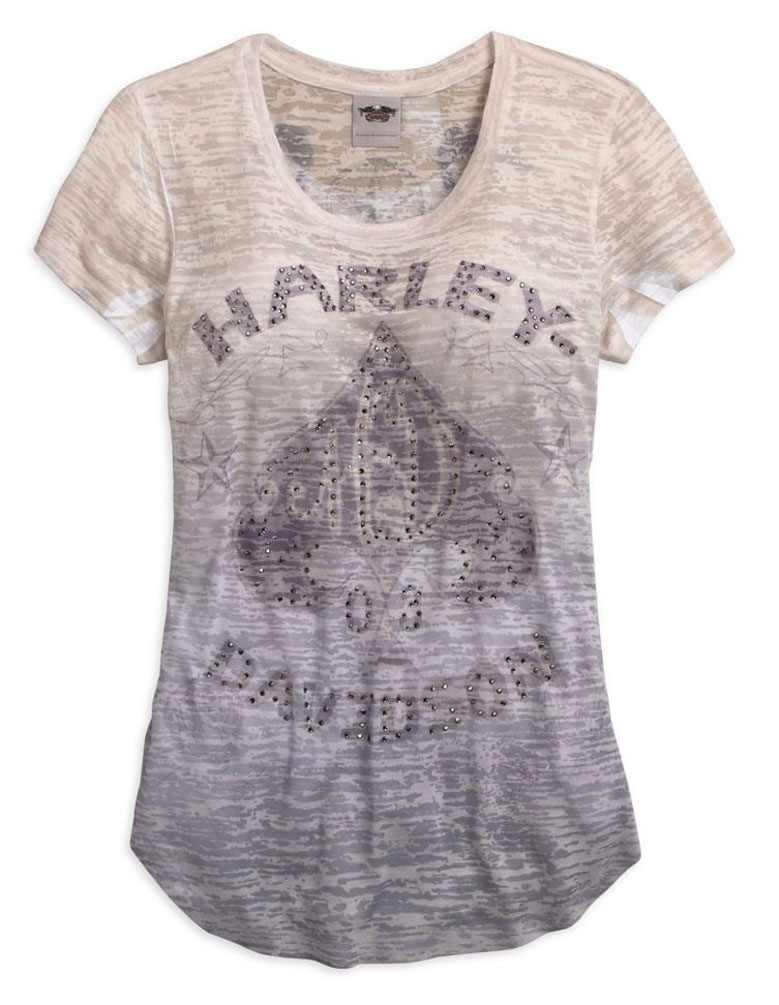 Harley-Davidson Women's Spade Sheer Burnout Short Sleeve Tee 96006-17VW - Wisconsin Harley-Davidson