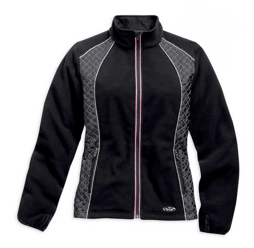 Harley-Davidson Women's Pink Label Fleece Jacket, Black/Pink. 98561-15VW - Wisconsin Harley-Davidson