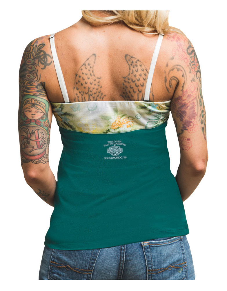 Harley Davidson & Laconia タンクトップ S Harley-Davidson Women's Velour Crew Neck Sleeveless Shirt, Cinder