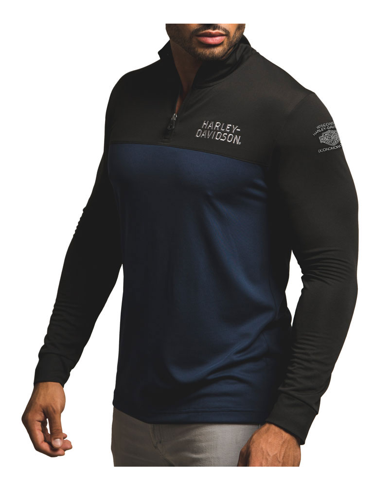 Harley-Davidson Men's Performance Colorblocked Quarter Zip Pullover H282-HB8E - Wisconsin Harley-Davidson