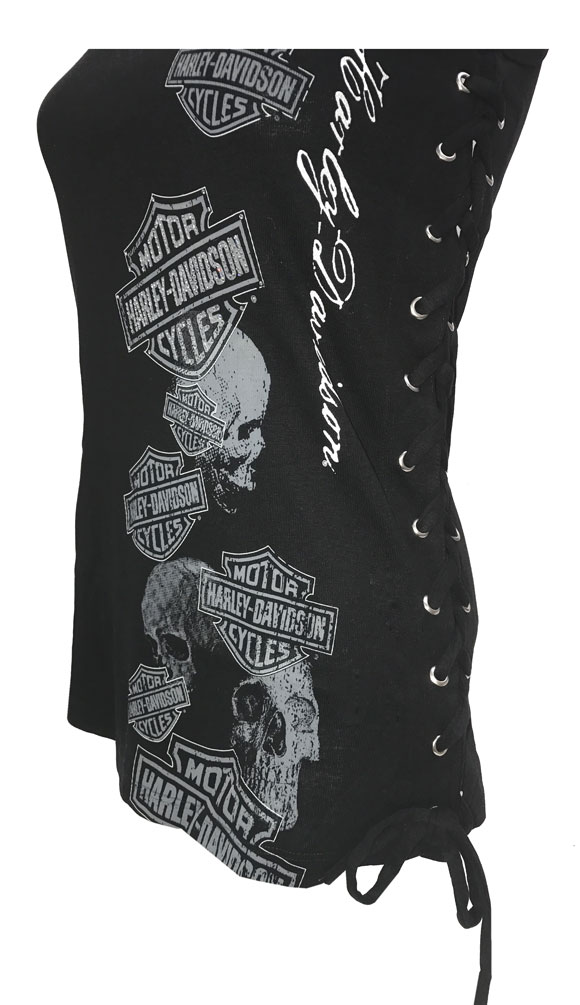 Harley-Davidson Free Shipping - Harley-Davidson Women's Skull B&S Mix Premium Tank Top w/ Tie-Up Sides, Black - Free Shipping on many products plus Orders Over $99