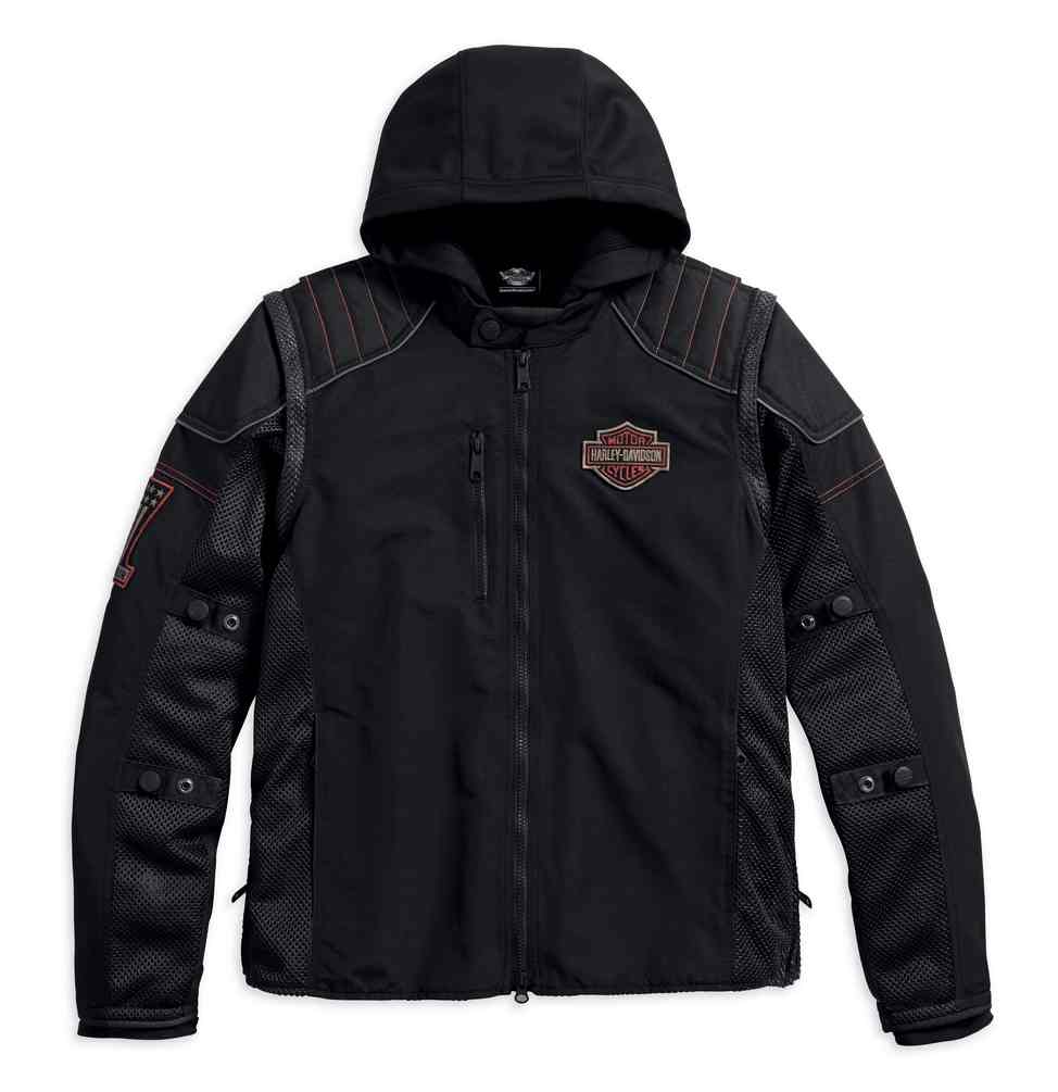 サリースコット　黒のブルゾン　パーカー Harley-Davidson® Men's Sully 3-IN-1 Convertible Mesh Riding Jacket