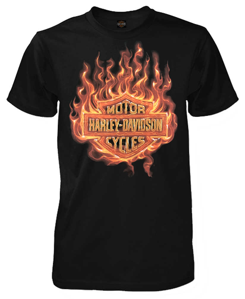 Harley-Davidson Men's Blaze Bar & Shield Short Sleeve Crew Neck T-Shirt, Black - Wisconsin Harley-Davidson