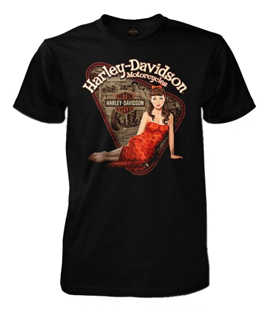 Harley-Davidson Men's Classic Beauty Vintage Pin-up Short Sleeve T-Shirt, Black - Wisconsin Harley-Davidson