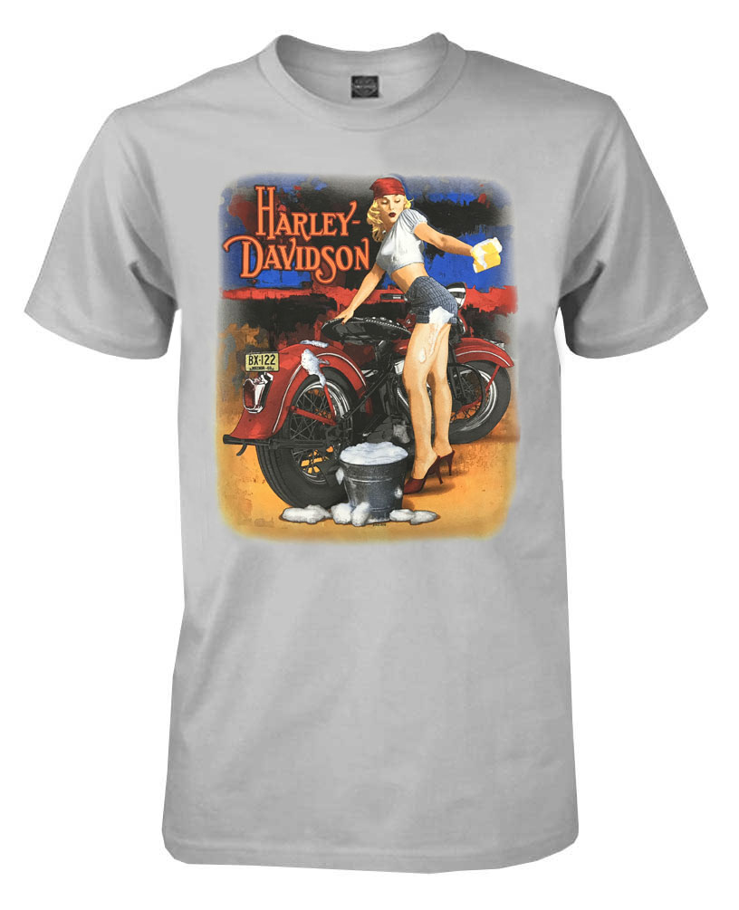 Harley-Davidson Men's Suds Sexy Pinup Short Sleeve Crew Neck T-Shirt, Silver - Wisconsin Harley-Davidson
