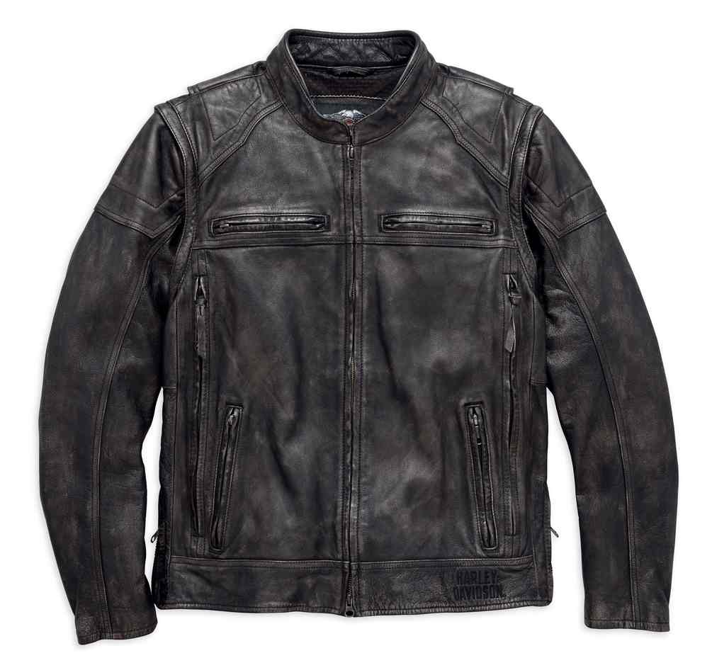 Harley-Davidson Mens Dauntless Convertible Leather Jacket, Distressed 98133-17VM - Wisconsin Harley-Davidson