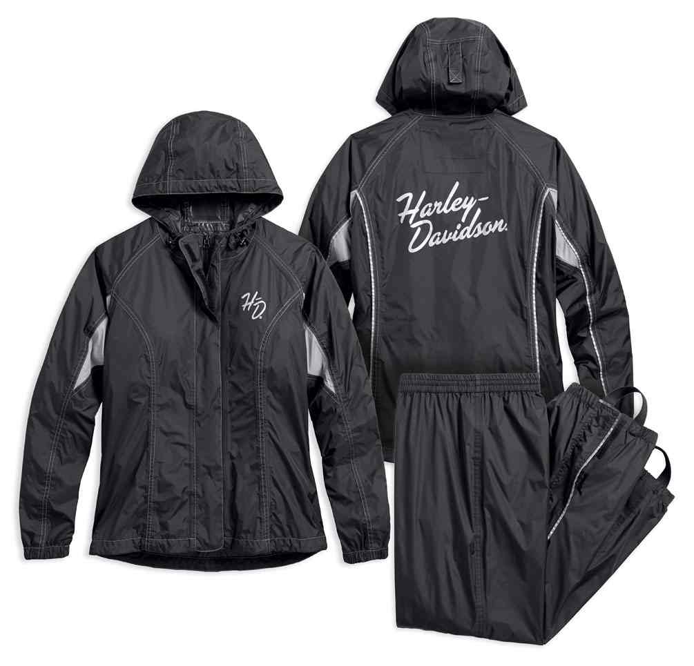 Harley-Davidson Women's Reflective Waterproof Rain Suit, Black 98204-17VW - Wisconsin Harley-Davidson