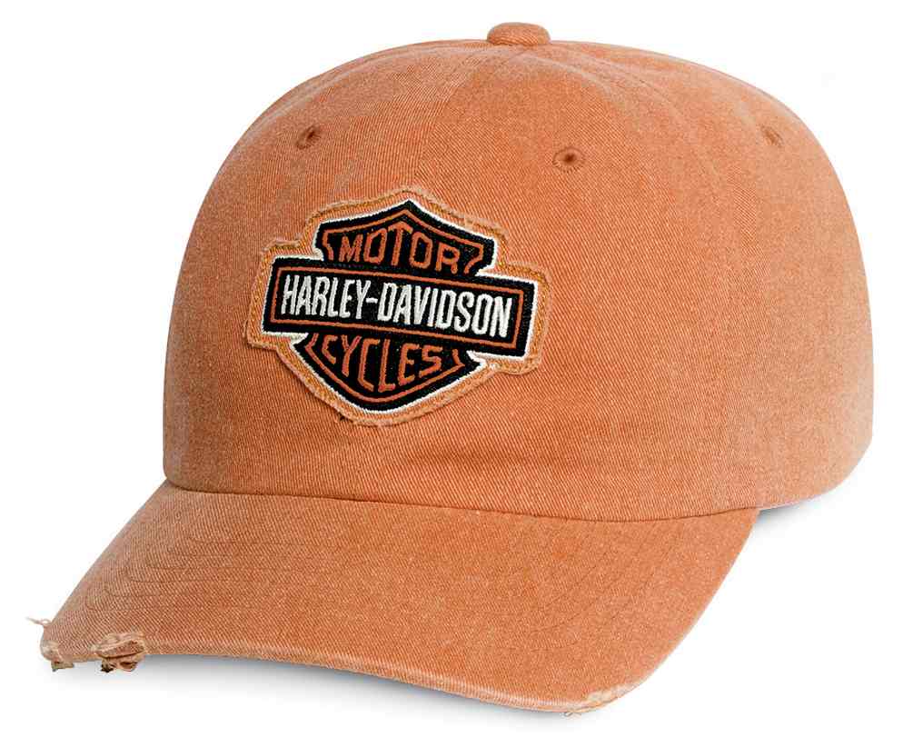 Harley-Davidson Men's Frayed Bar & Shield Logo Baseball Cap, Orange 99413-16VM - Wisconsin Harley-Davidson