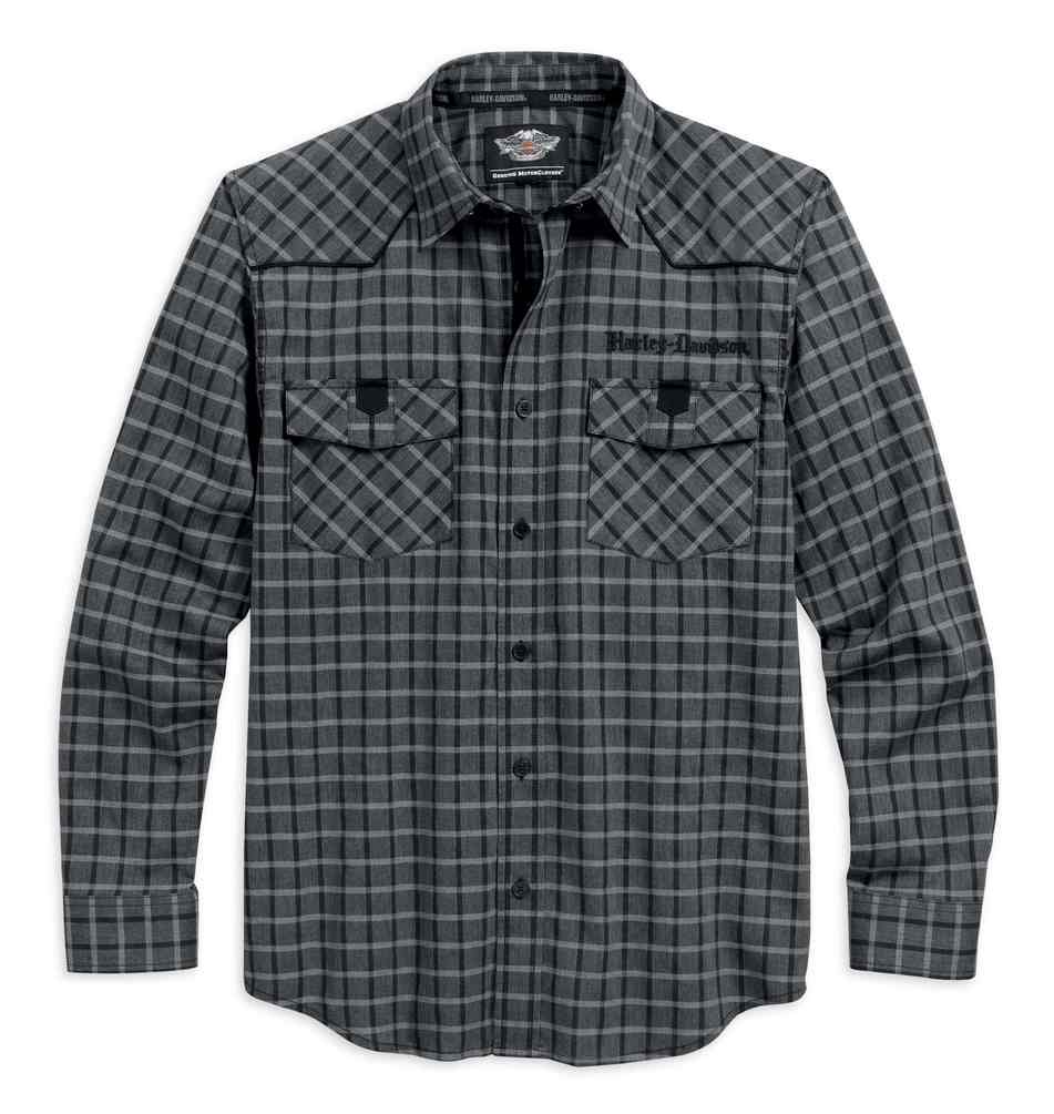 Harley-Davidson Men's Modified Yoke Plaid Long Sleeve Woven Shirt 96501-17VM - Wisconsin Harley-Davidson