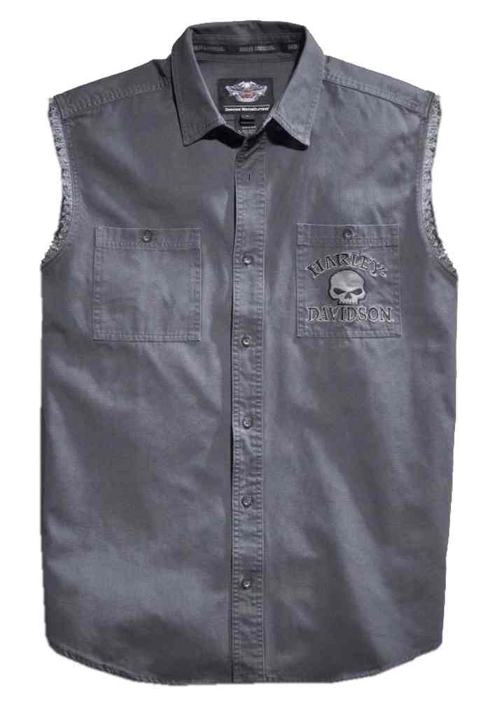 Harley-Davidson Men's Willie G Skull Sleeveless Blowout Shirt, Gray 99029-17VM - Wisconsin Harley-Davidson