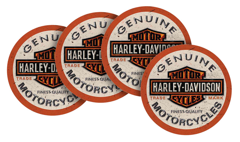 Harley-Davidson Long Bar & Shield Neoprene Coaster Set, 4 Pack, 4 inch CS31216 - Wisconsin Harley-Davidson
