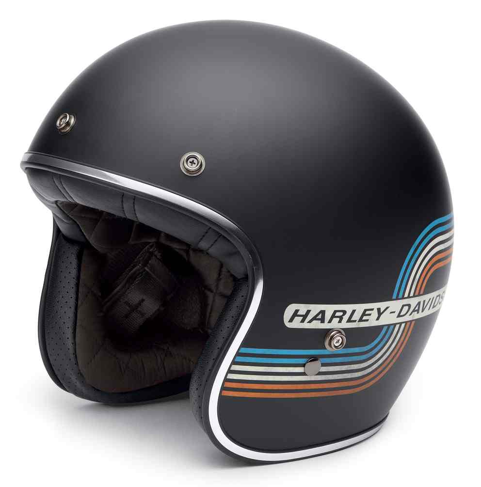 Harley-Davidson Men's Black Label Retro Tank Stripe 3/4 Helmet 98177-17VX  - Wisconsin Harley-Davidson