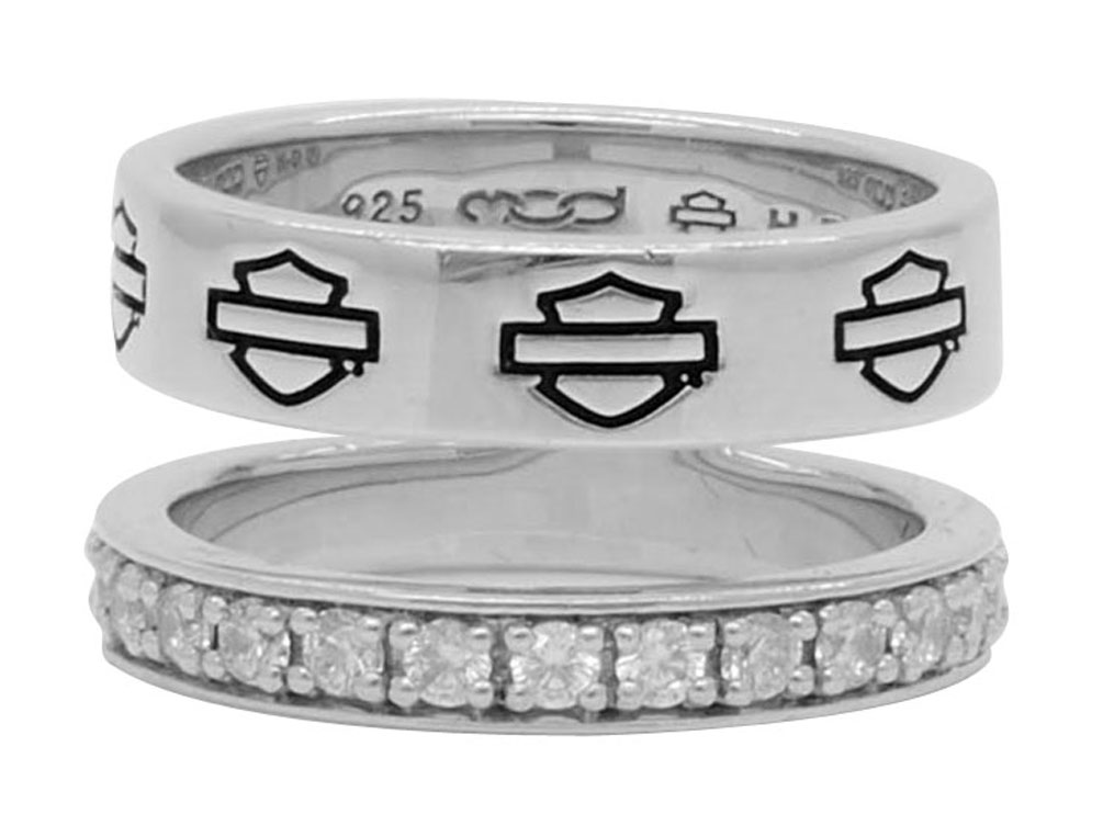 Harley-Davidson Women's Double Band Bling Split Ring, Sterling Silver HDR0426 - Wisconsin Harley-Davidson