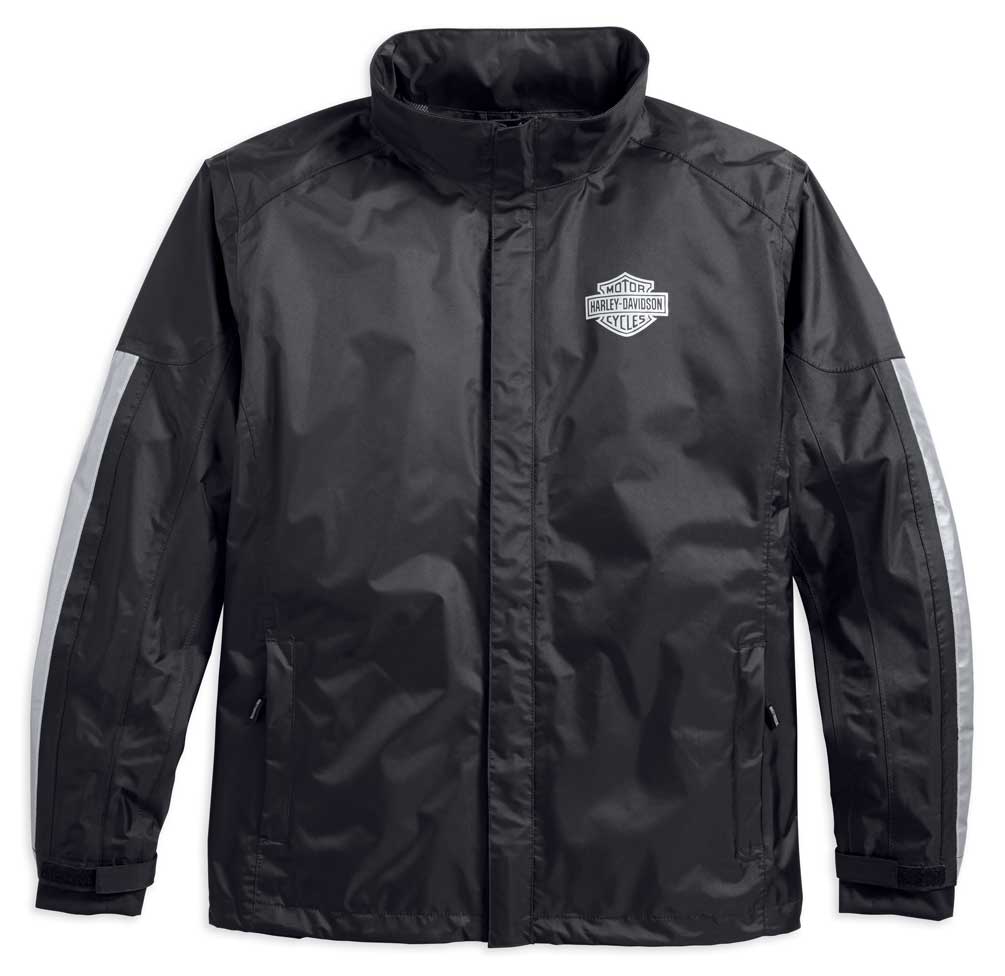 Harley-Davidson Men's Waterproof & Breathable Rain Jacket, Black 98191-17VM - Wisconsin Harley-Davidson