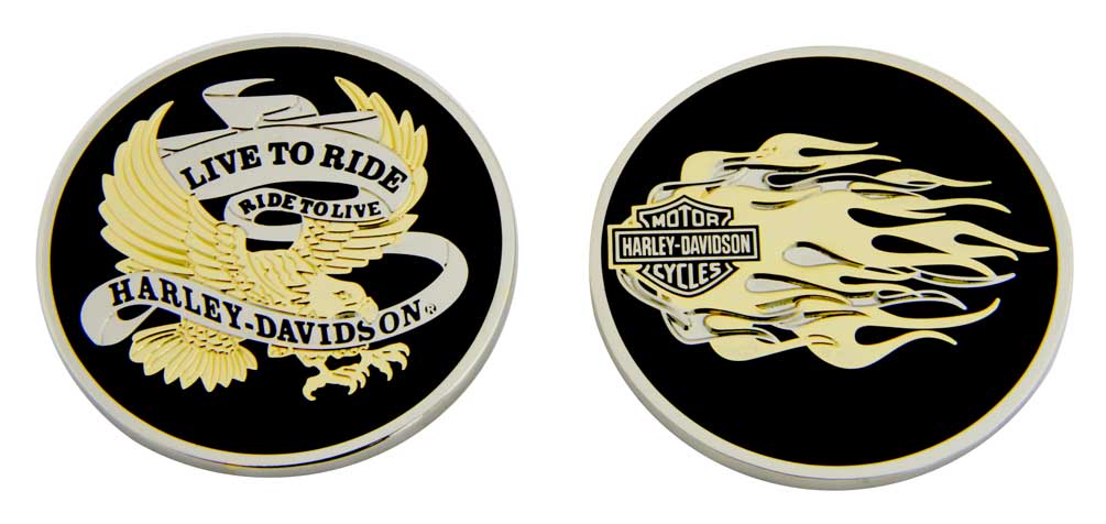 Harley-Davidson Live To Ride Eagle & Flames Challenge Coin, 1.75-in. 8007126 - Wisconsin Harley-Davidson
