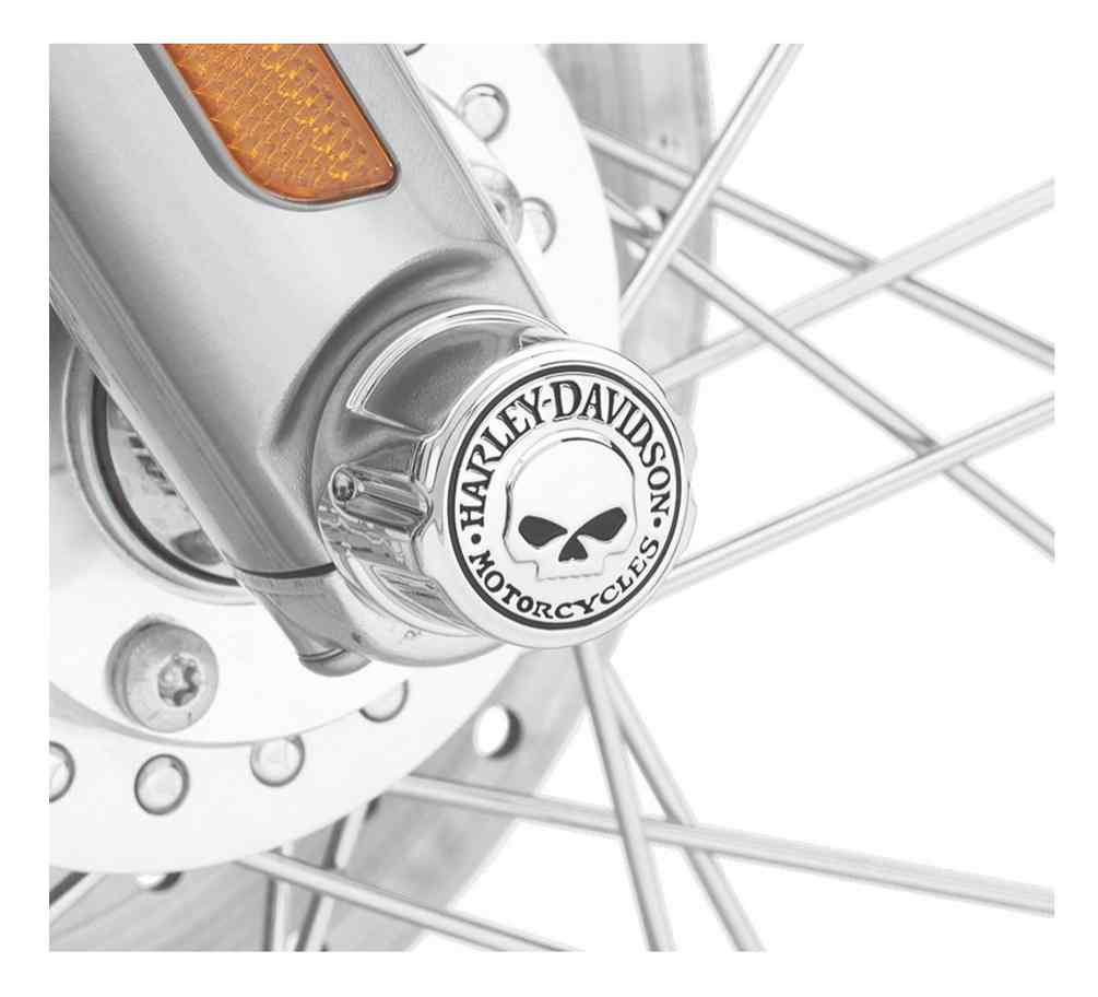 Harley-Davidson Free Shipping - Harley-Davidson Willie G Skull Front Axle Nut Covers, Chrome Finish 43163-08A - Free Shipping on many products plus Orders Over $99