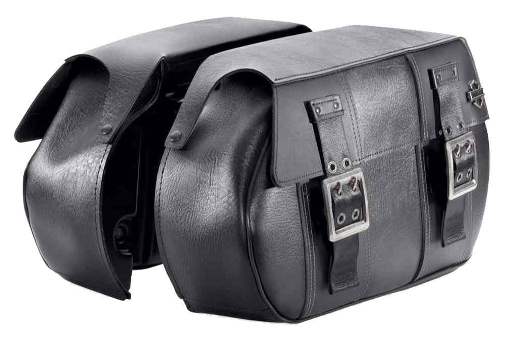 Harley-Davidson® Black Distressed Leather Saddlebags, Fits