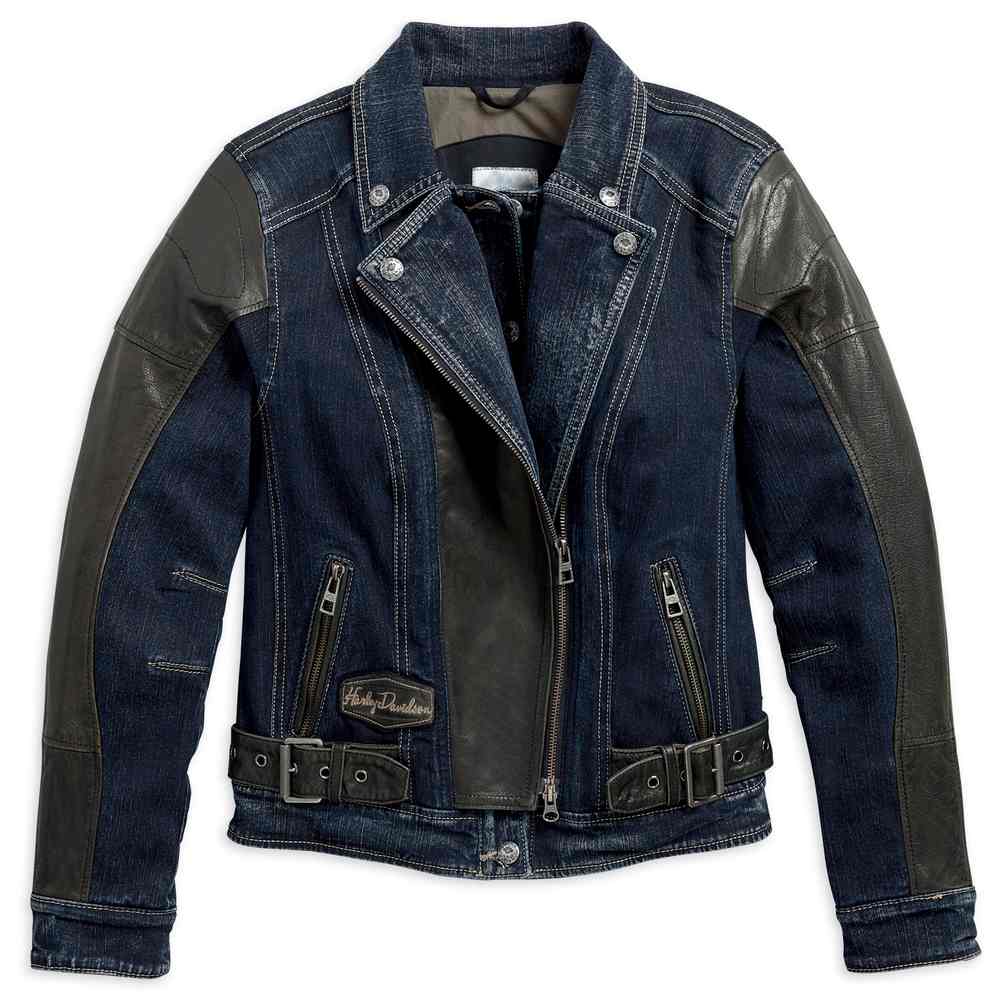 Harley-Davidson® Women's Vix Denim & Leather Riding Biker Jacket