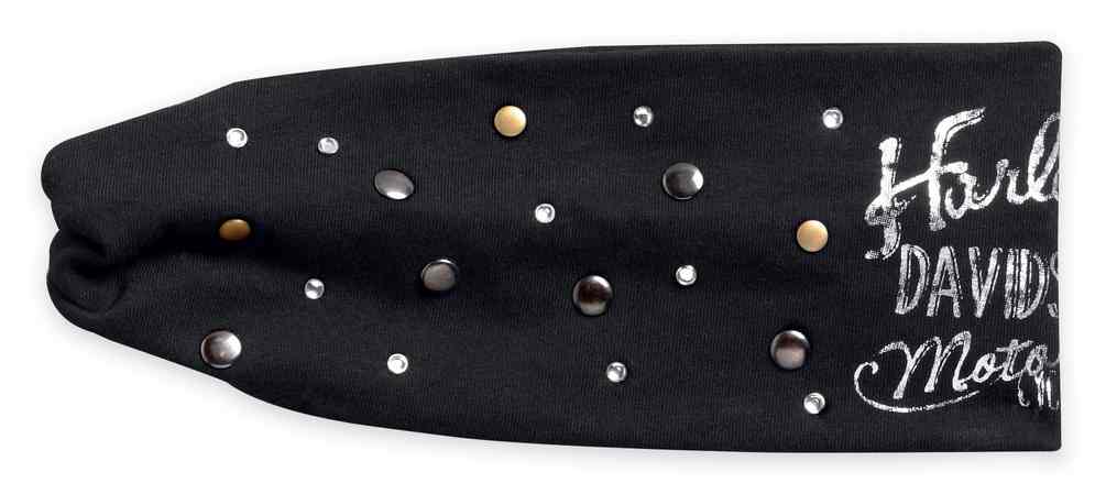 Harley-Davidson Women's Stud & Rhinestone Knit Headband, Black 97835-17VW - Wisconsin Harley-Davidson