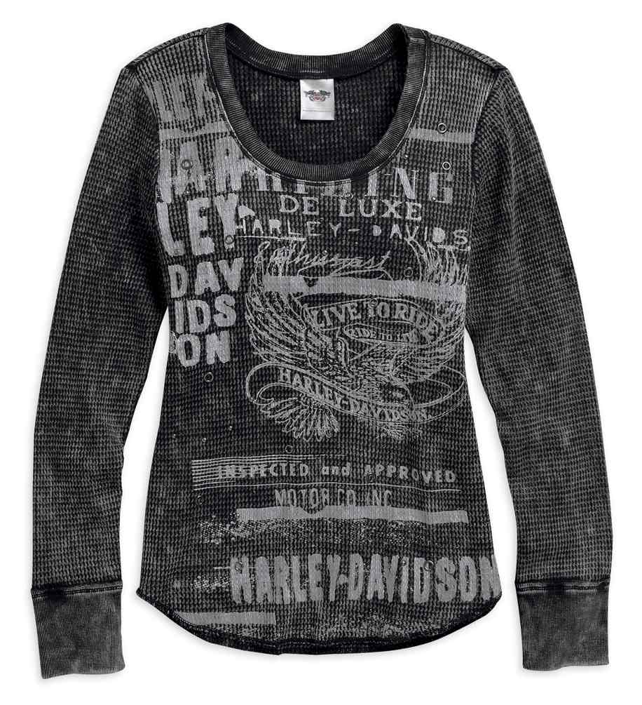 Harley-Davidson® Women's Mineral Wash Waffle Knit Long Sleeve