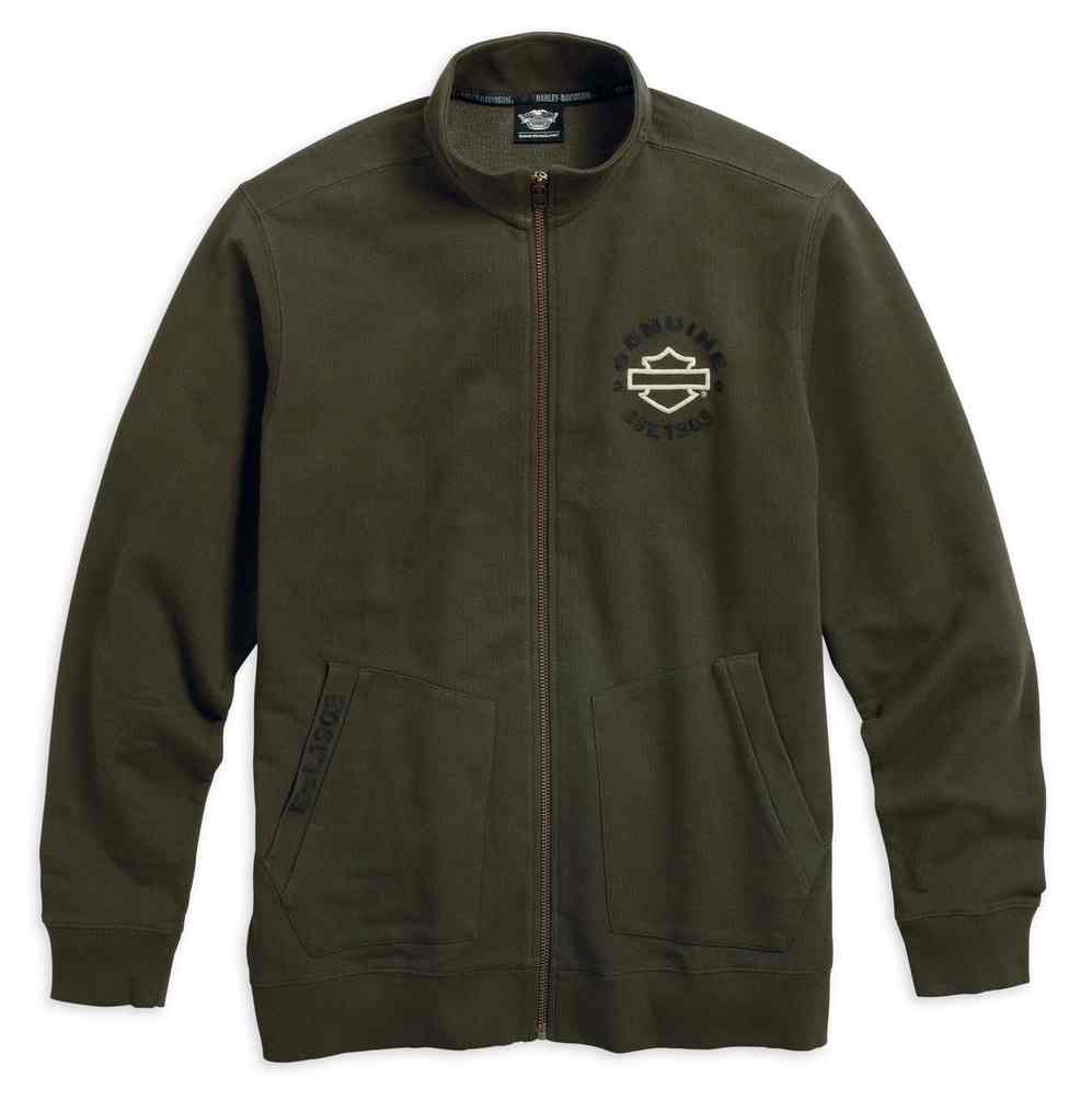 Harley-Davidson Men's Embroidered Activewear Zippered Jacket, Green 96494-17VM - Wisconsin Harley-Davidson