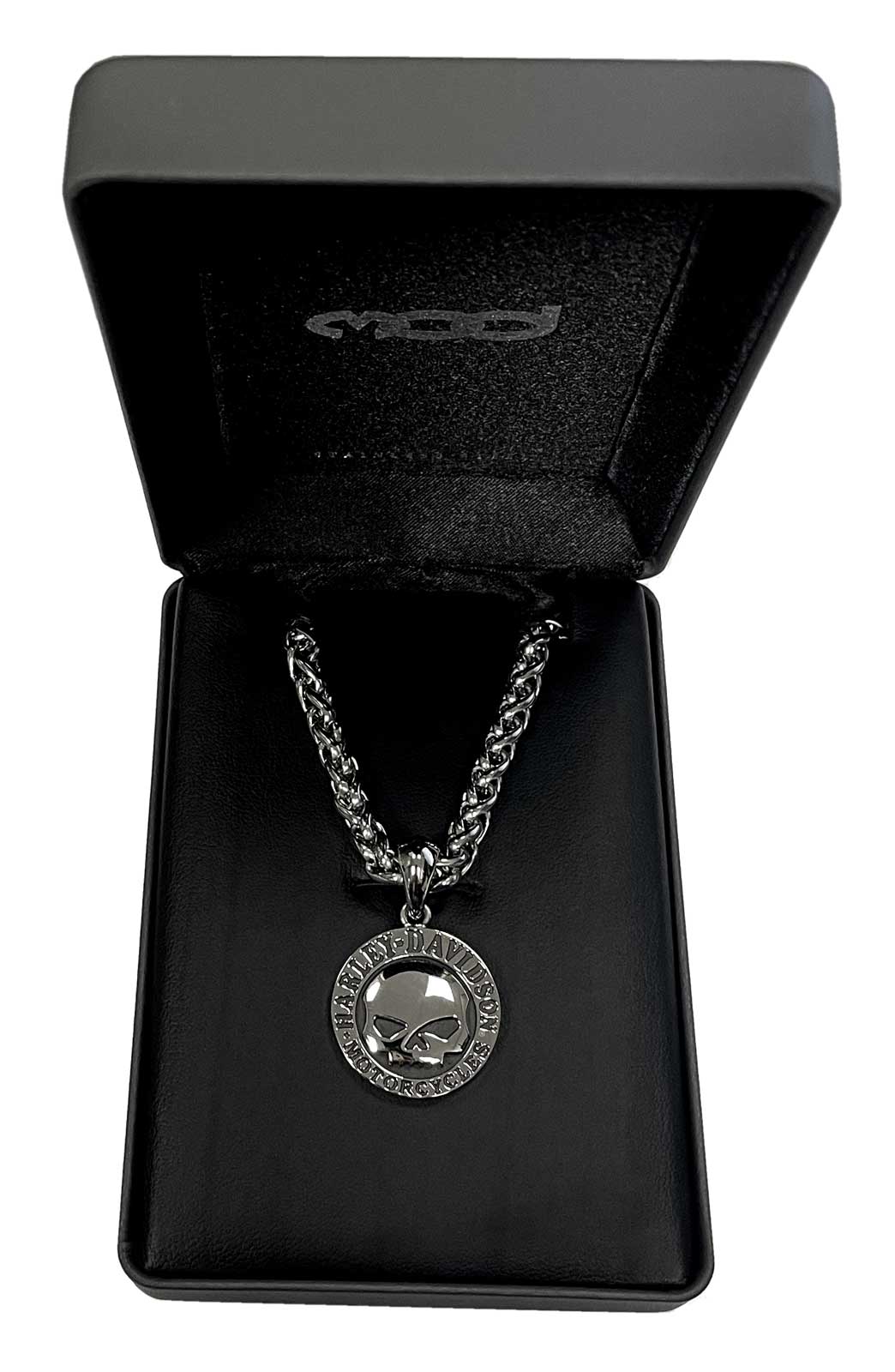 【Harley Davidson】Willie G Skull Disc Necklace Harley-Davidson Men's Stainless Steel Willie G Skull Disc