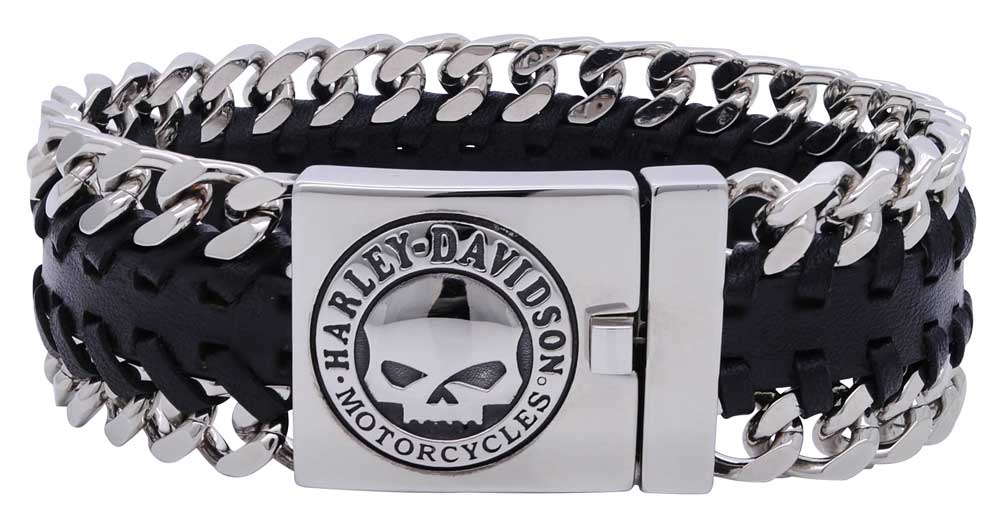 Harley-Davidson® Men's Calavera Skull Leather Bracelet | Two Sizes – House  of Harley®