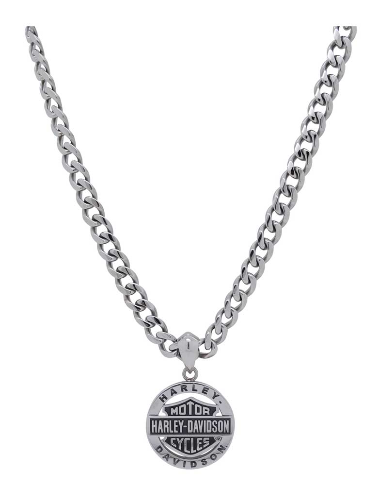 Harley-Davidson Men's Stainless Steel Bar & Shield Circle Necklace HSN0041-22 - Wisconsin Harley-Davidson