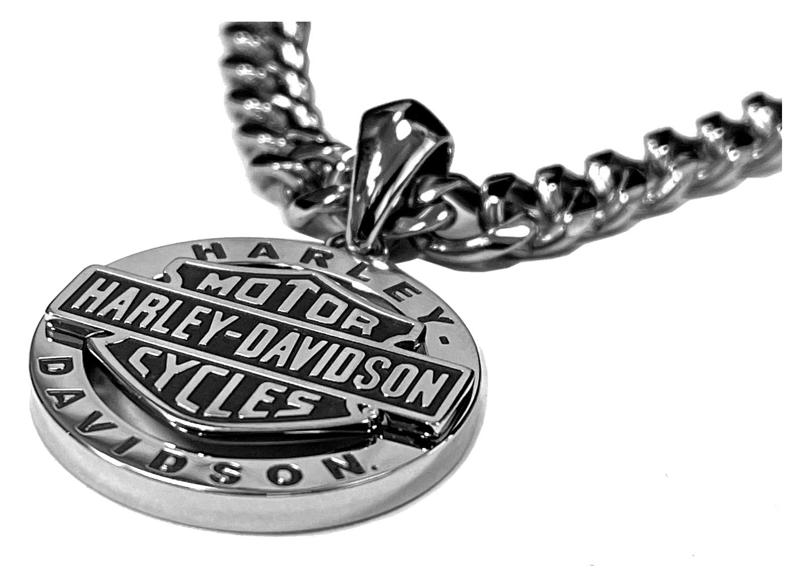 Harley-Davidson メンズ スチールスカルバー&ネックレス Harley-Davidson® Men's Bar & Shield Curb Link Stainless