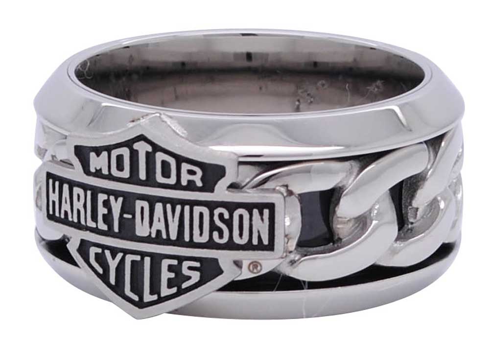 Harley-Davidson® Men's Stainless Steel Chain Bar & Shield H-D Ring