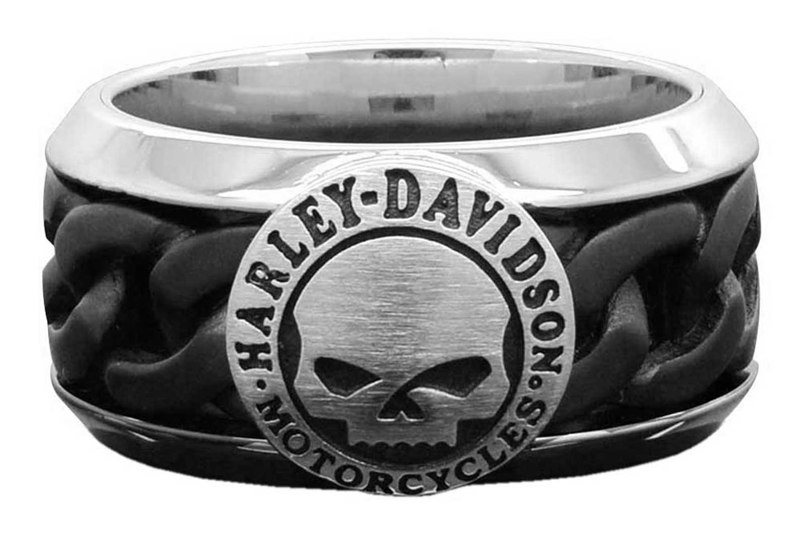 Harley-Davidson Men's Black Steel Chain Willie G Skull H-D Ring HSR0030 - Wisconsin Harley-Davidson