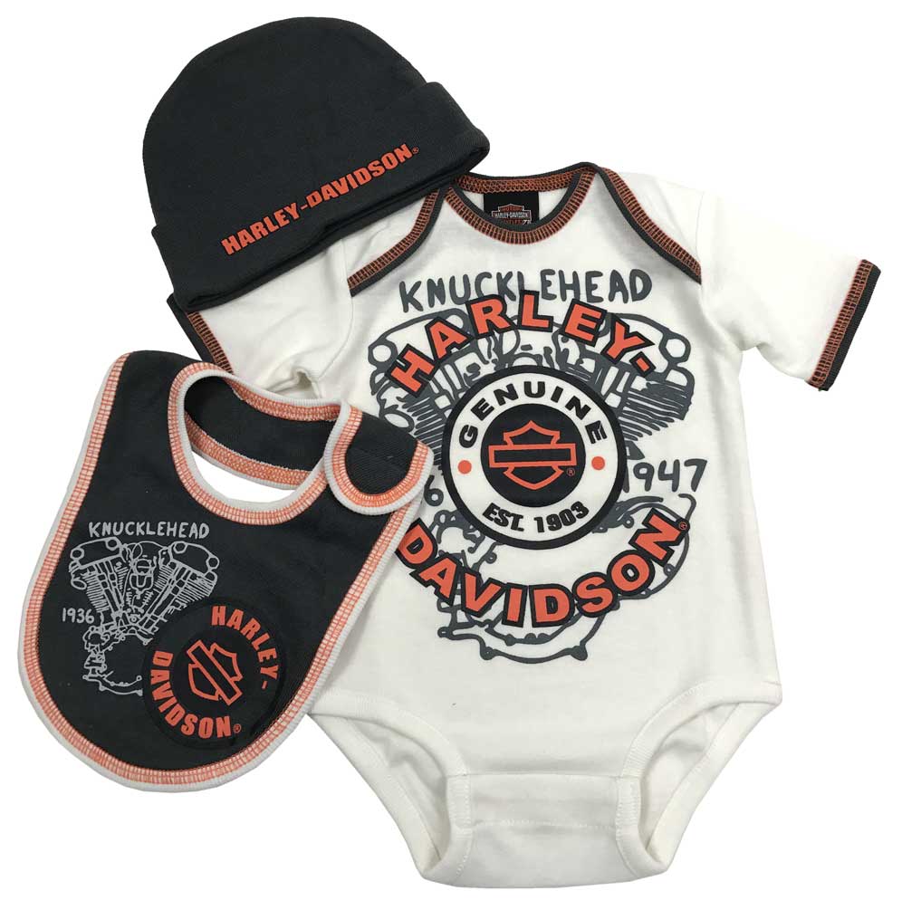 Harley-Davidson Baby Boys' H-D 3 Piece Gift Box Set, Cream 2551747 - Wisconsin Harley-Davidson
