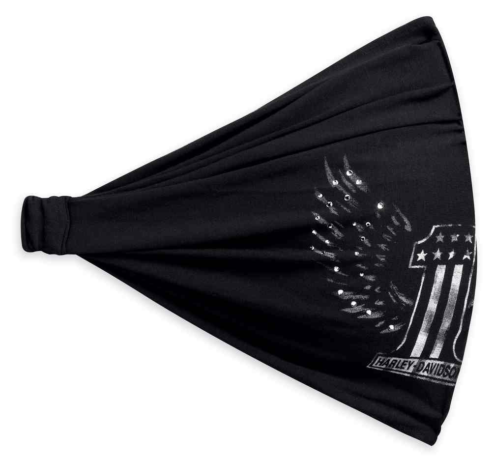 Harley-Davidson Women's Metallic Winged #1 Knit Headwrap, Black 97840-17VW - Wisconsin Harley-Davidson