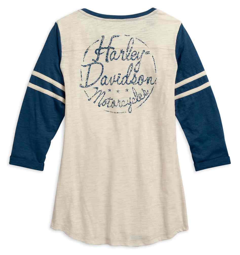 Harley-Davidson Free Shipping - Harley-Davidson Women's Colorblocked Distressed 3/4 Sleeve Knit Top 96087-17VW - Free Shipping on many products plus Orders Over $99
